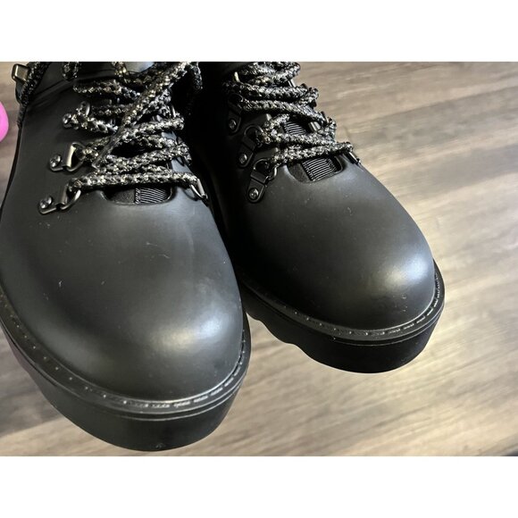 Coach Black City Hiker Lace Up Rubber Faux Shearling Ankle Boots size 7 - Picture 9 of 9